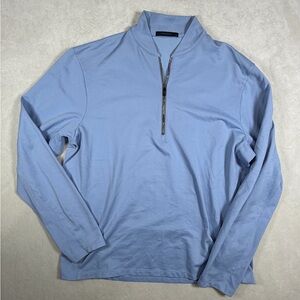 Greyson Size Large Mock Collar Light Blue Knit Half Zip Men's Sweater